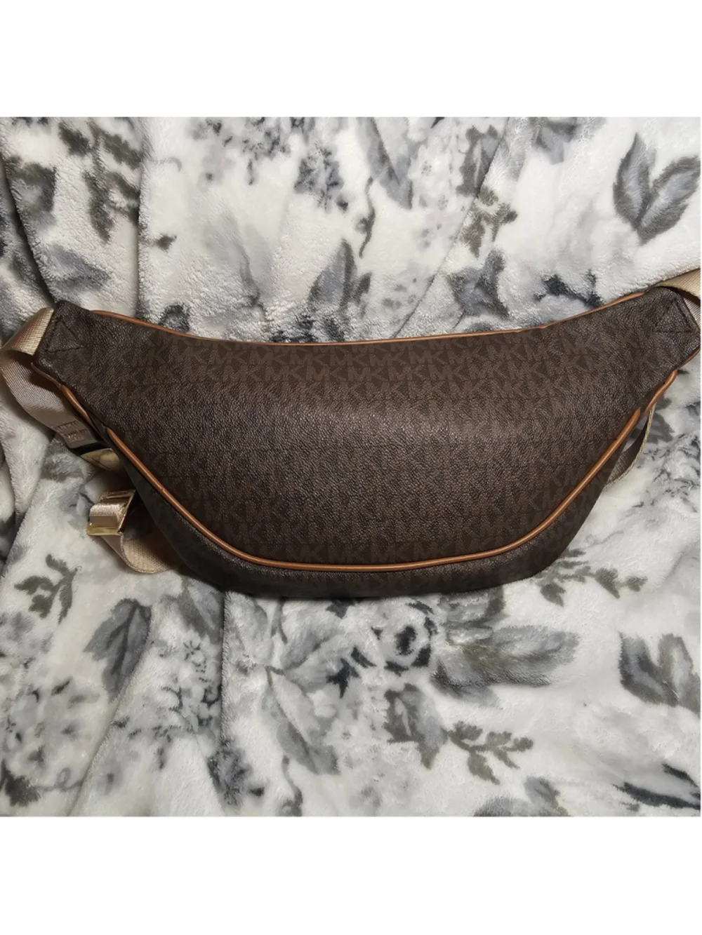 Michael Kors Signature Monogram Belt Bag Sling Pack in Brown/Acorn